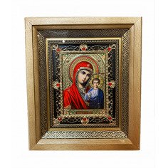 Икона Богородицы под стеклом со стразами