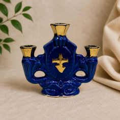Подсвечник тройной синий