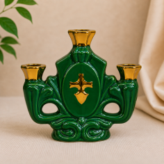 Подсвечник тройной зеленый
