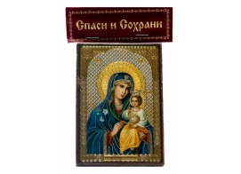Икона Божией Матери Неувядаемый цвет 6х8 см на МДФ
